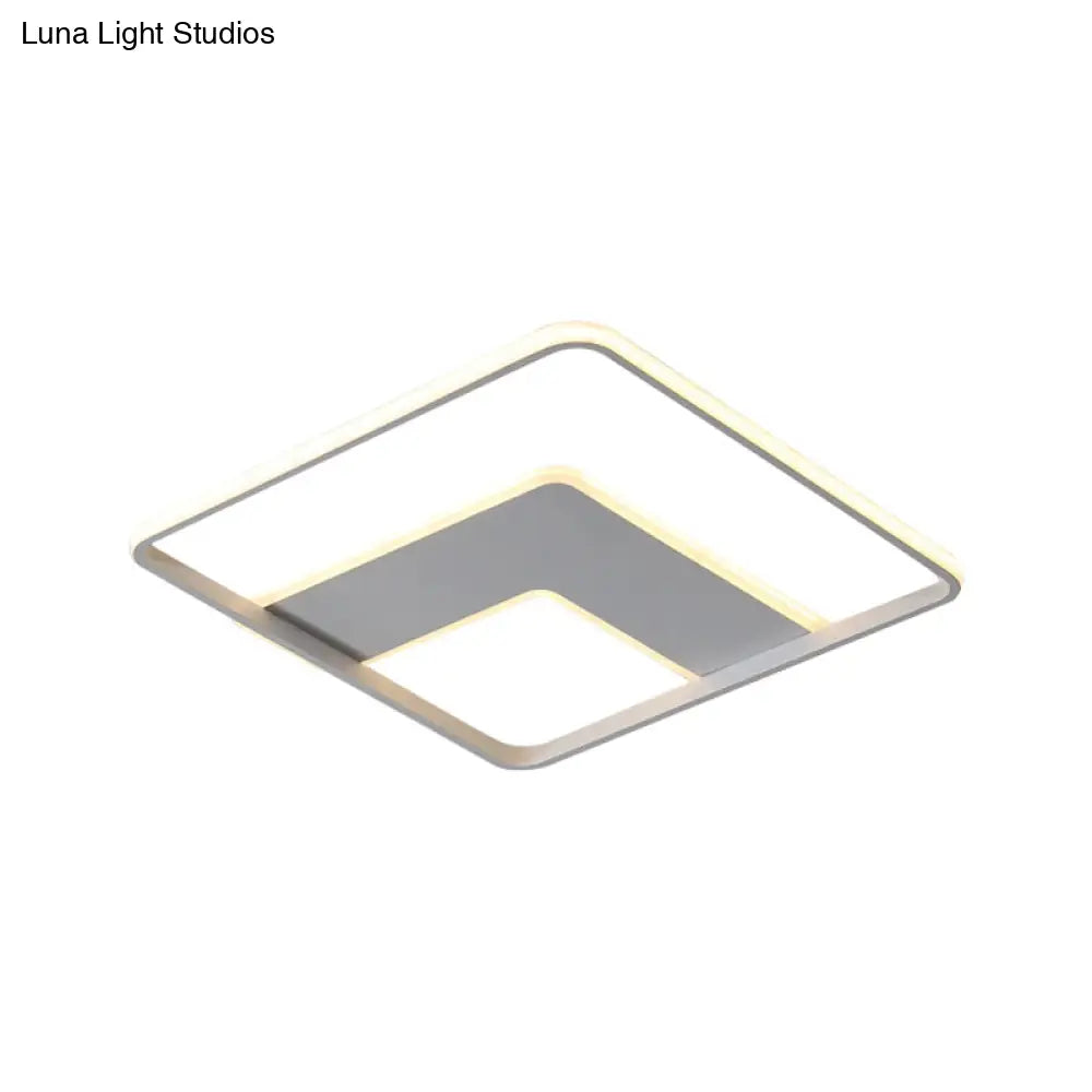 Nordic Square Flush Mount Acrylic Led Bedroom Lighting In White - 16.5’/20.5’ Width