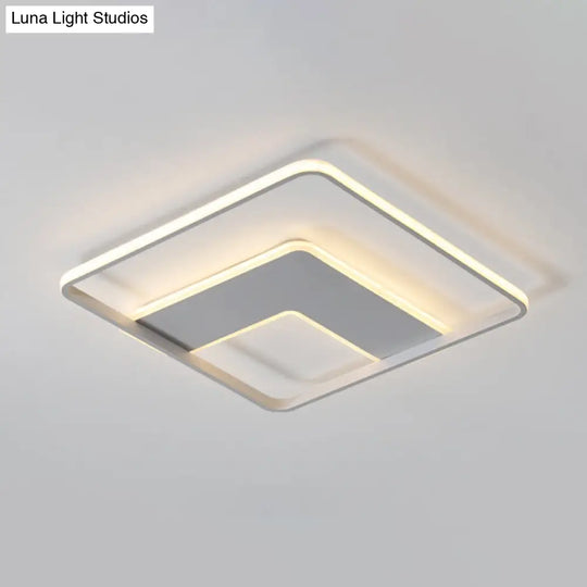 Nordic Square Flush Mount Acrylic Led Bedroom Lighting In White - 16.5/20.5 Width