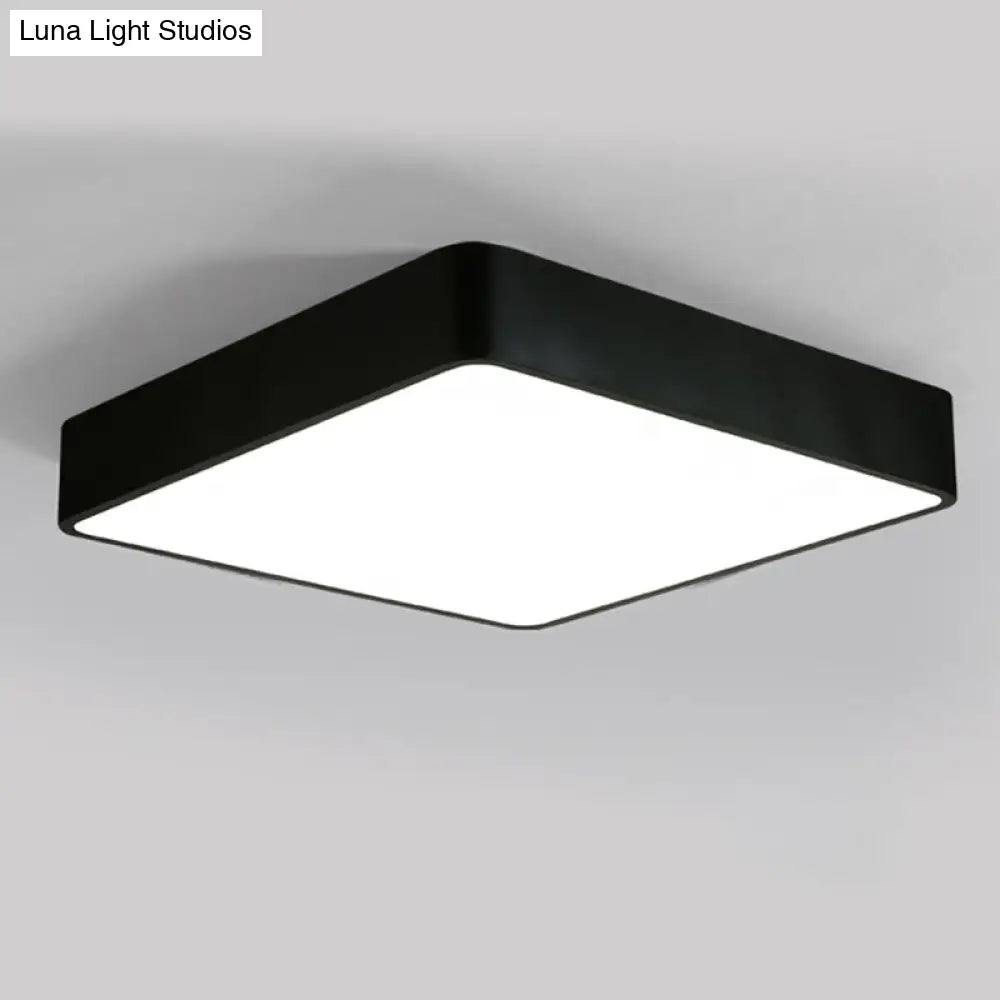 Nordic Square Flush Mount Lamp: Acrylic Led Ceiling Light For Office (Black/White