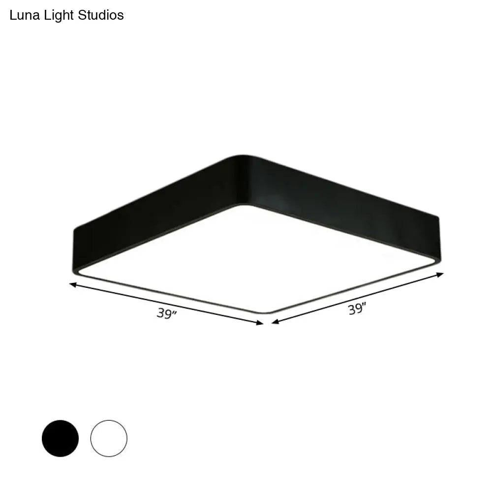 Nordic Square Flush Mount Lamp: Acrylic Led Ceiling Light For Office (Black/White 16/23.5/39 Wide)