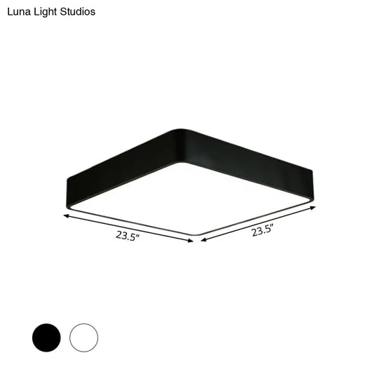 Nordic Square Flush Mount Lamp: Acrylic Led Ceiling Light For Office (Black/White
