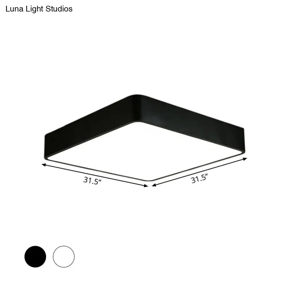 Nordic Square Flush Mount Lamp: Acrylic Led Ceiling Light For Office (Black/White 16/23.5/39 Wide)