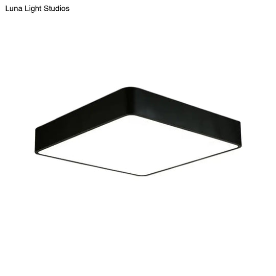 Nordic Square Flush Mount Lamp: Acrylic Led Ceiling Light For Office (Black/White 16/23.5/39 Wide)