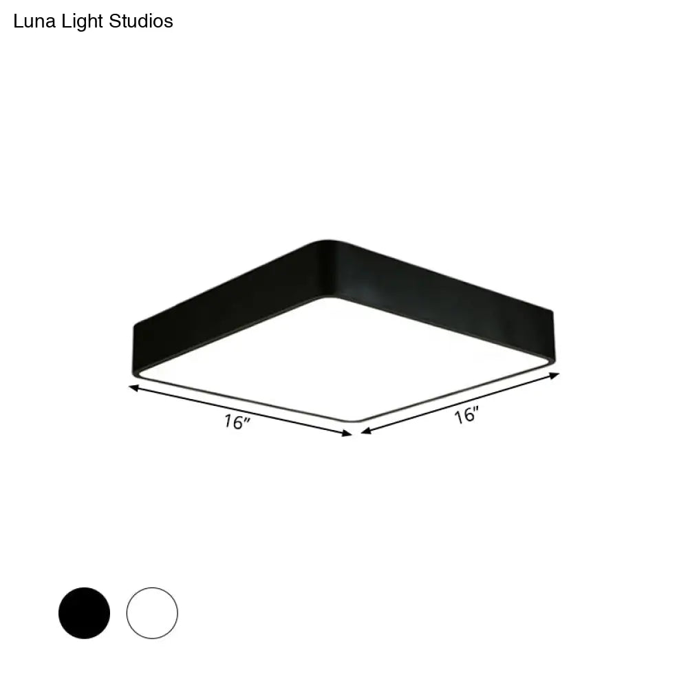 Nordic Square Flush Mount Lamp: Acrylic Led Ceiling Light For Office (Black/White