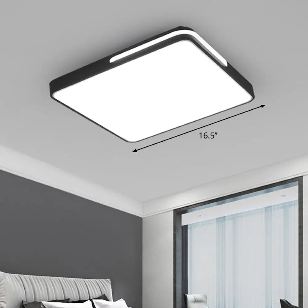 Nordic Square Flush Mount Led Ceiling Lamp For Bedroom - Acrylic Black / 16.5’