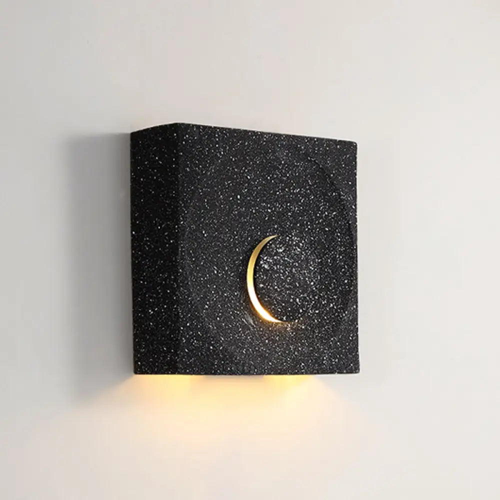 Nordic Square Led Wall Sconce Light - Modern Cement Bedroom Lighting Black