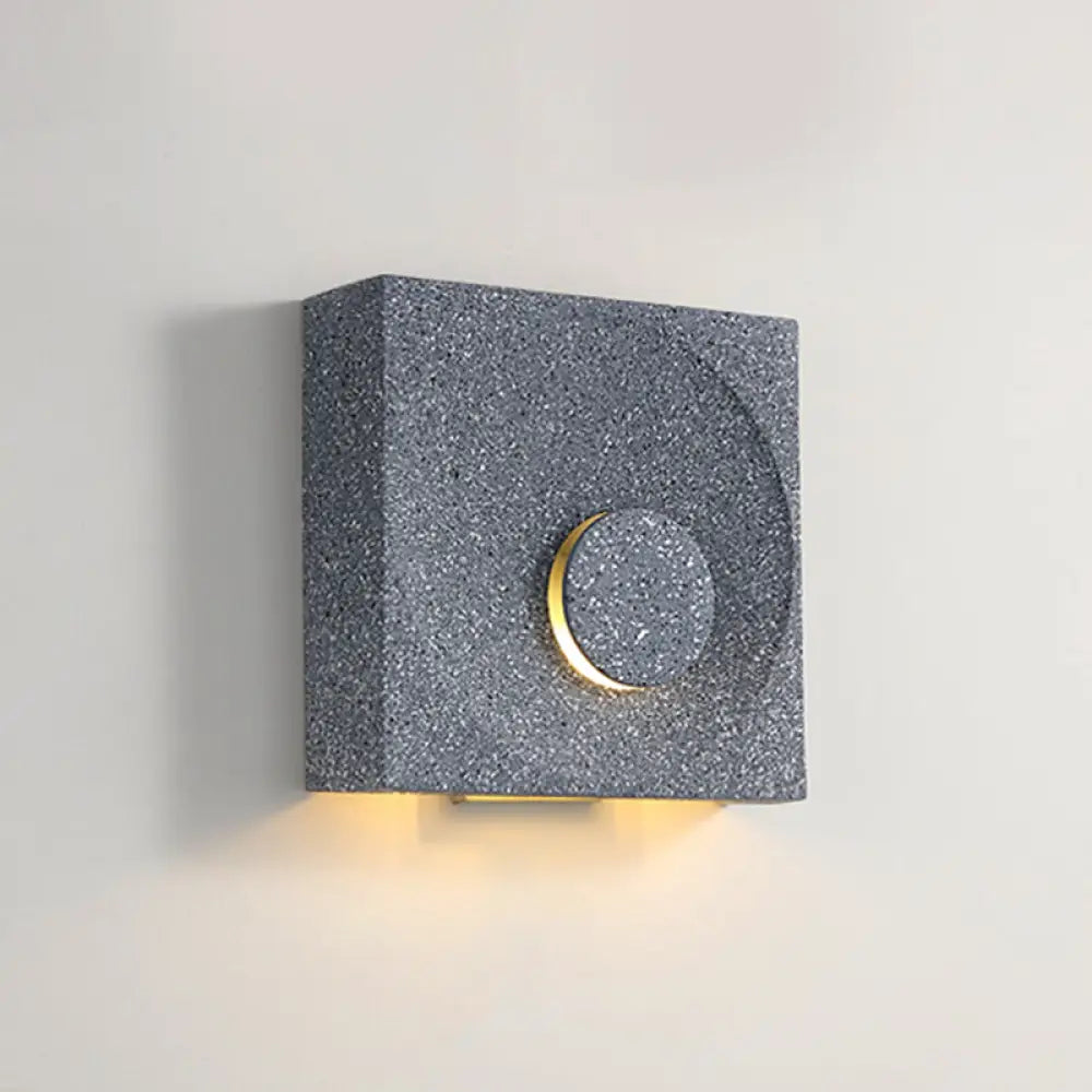 Nordic Square Led Wall Sconce Light - Modern Cement Bedroom Lighting Blue