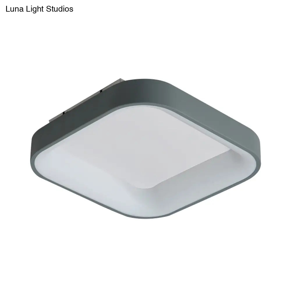 Nordic Square Shell Flush Mount Led Ceiling Light In Grey/White - 18/23.5 Wide For Bedroom With