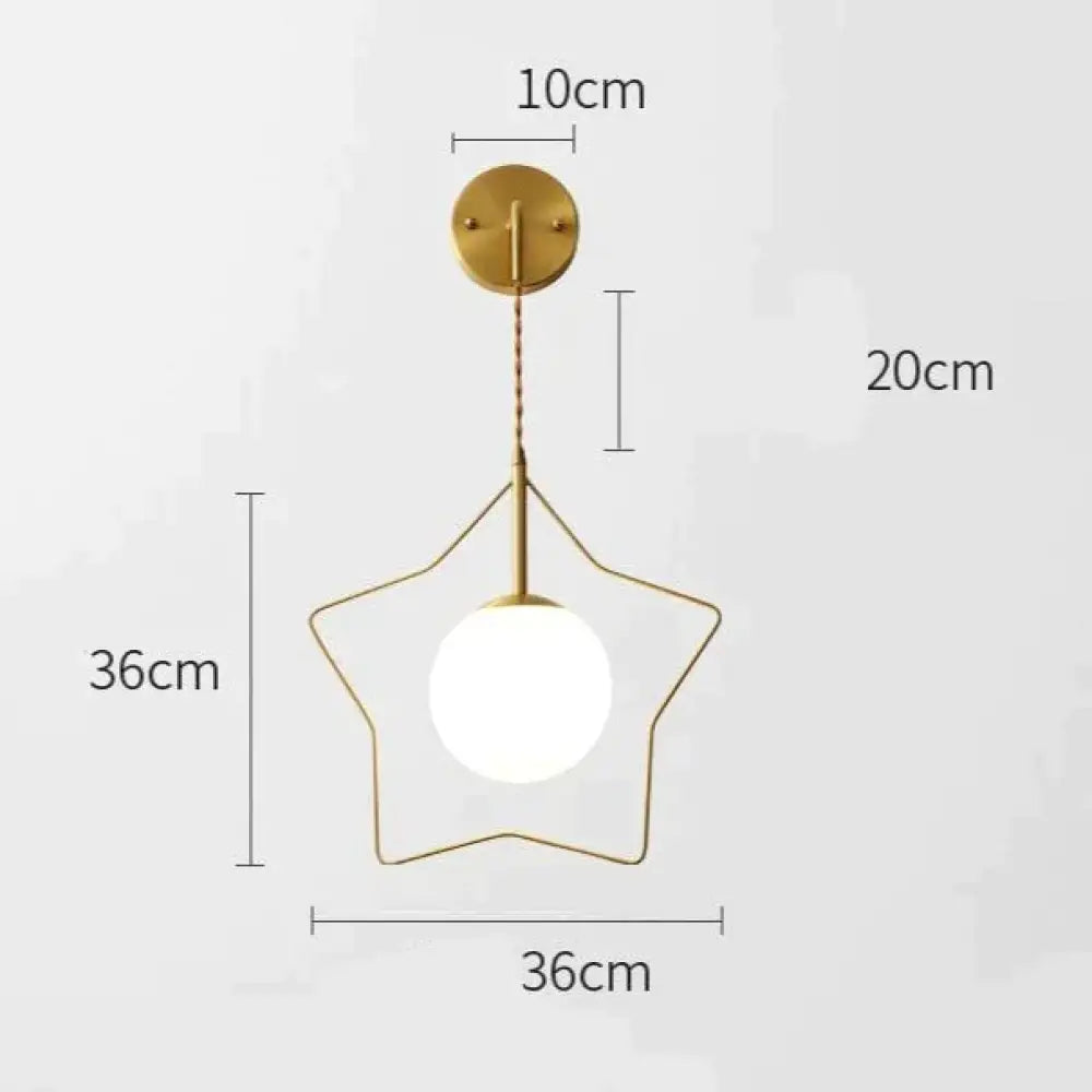 Nordic Star Wall Lamp Copper Bedroom Bedside Modern Minimalist Living Room A / Without-Light-Source