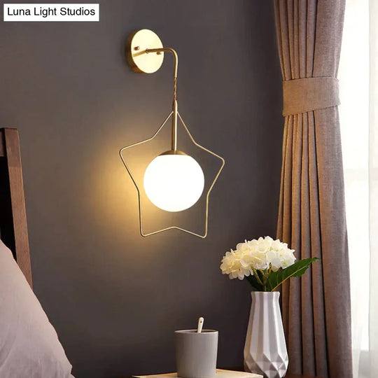 Nordic Star Wall Lamp Copper Bedroom Bedside Modern Minimalist Living Room Lamps