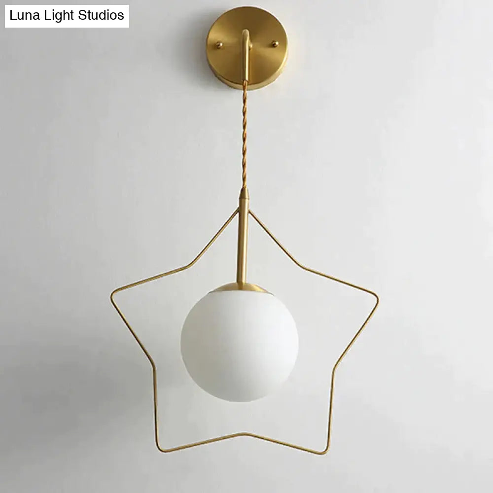 Nordic Star Wall Lamp Copper Bedroom Bedside Lamp Modern Minimalist Living Room Copper Wall Lamp Copper Wall Lamps