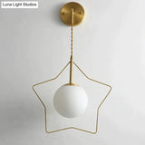 Nordic Star Wall Lamp Copper Bedroom Bedside Lamp Modern Minimalist Living Room Copper Wall Lamp Copper Wall Lamps