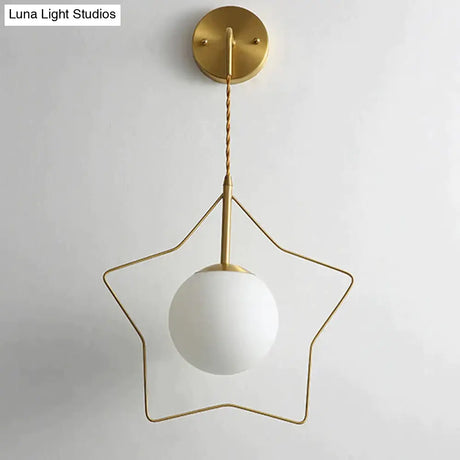 Nordic Star Wall Lamp Copper Bedroom Bedside Lamp Modern Minimalist Living Room Copper Wall Lamp Copper Wall Lamps