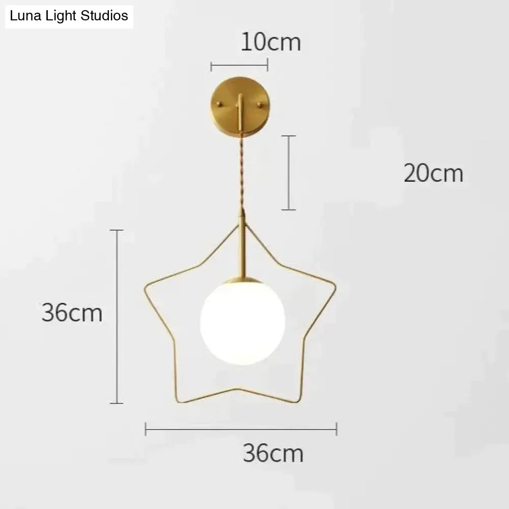 Nordic Star Wall Lamp Copper Bedroom Bedside Modern Minimalist Living Room Lamps