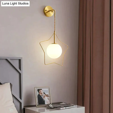 Nordic Star Wall Lamp Copper Bedroom Bedside Lamp Modern Minimalist Living Room Copper Wall Lamp Copper Wall Lamps