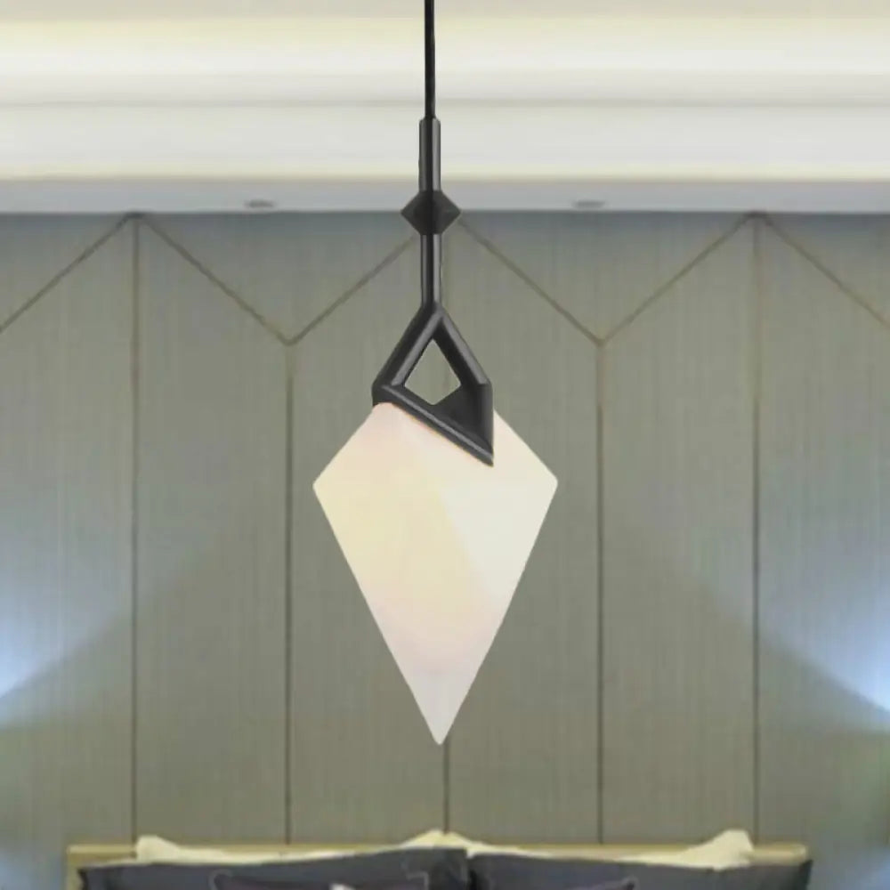 Nordic Style 1/2-Light Bedroom Pendant With Pear Plastic Shade - Black/Gold Hanging Fixture 1 /