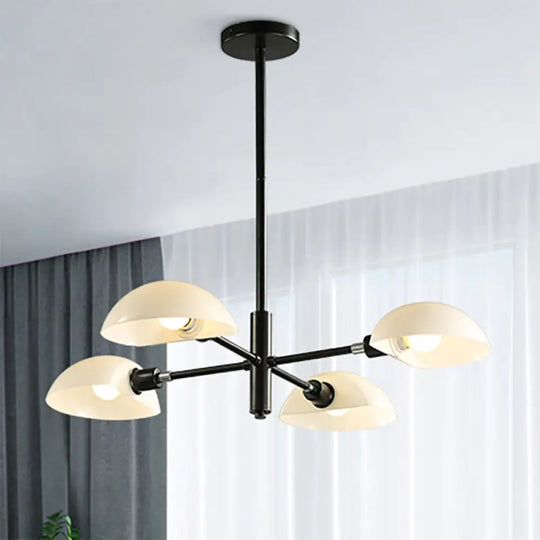 Nordic Style 1/2 Tiers Chandelier With Spoon Shade - Metal Ceiling Light (4/6/8 Lights) Black/Gold