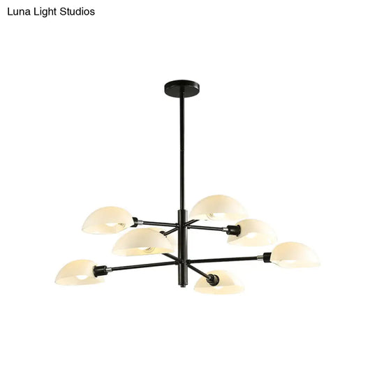 Nordic Style 1/2 Tiers Chandelier With Spoon Shade - Metal Ceiling Light (4/6/8 Lights) Black/Gold