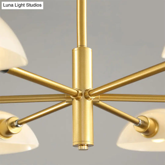 Nordic Style 1/2 Tiers Chandelier With Spoon Shade - Metal Ceiling Light (4/6/8 Lights) Black/Gold