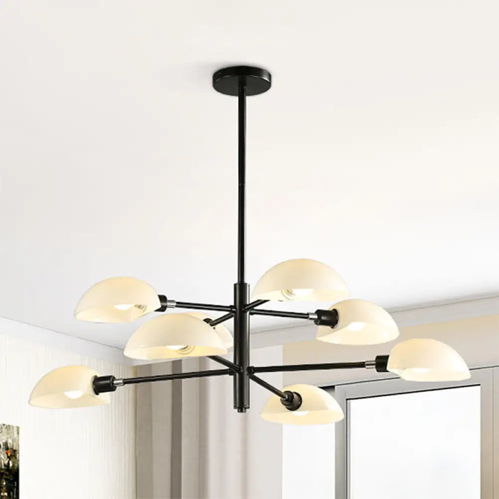 Nordic Style 1/2 Tiers Chandelier With Spoon Shade - Metal Ceiling Light (4/6/8 Lights) Black/Gold