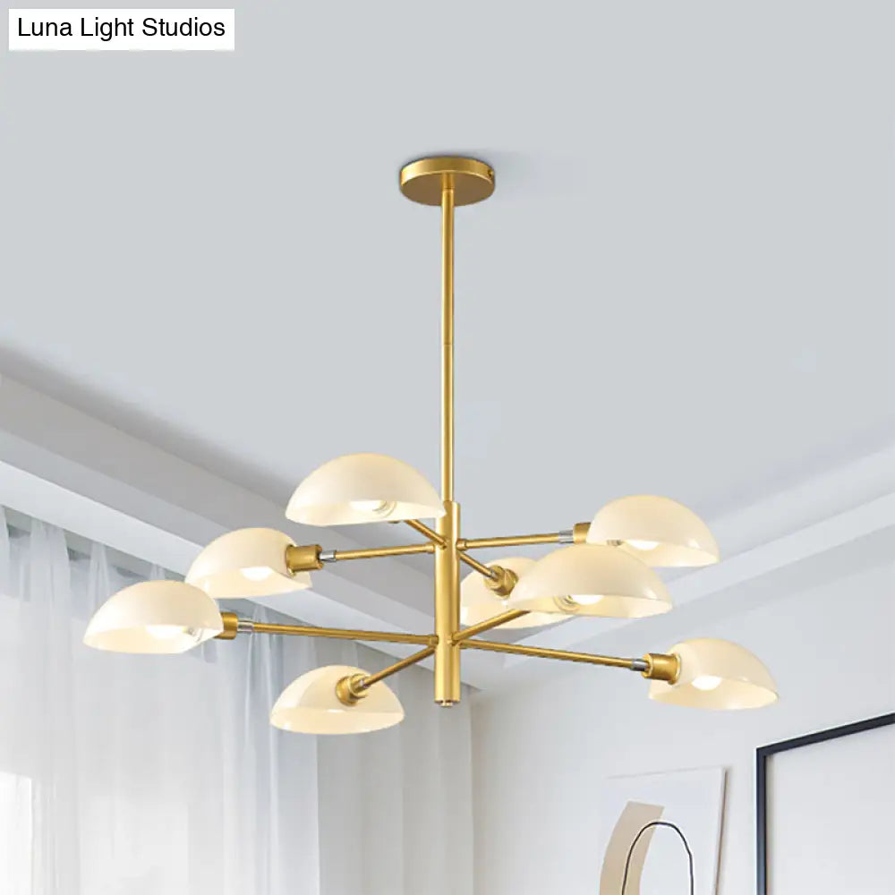 Nordic Style 1/2 Tiers Chandelier With Spoon Shade - Metal Ceiling Light (4/6/8 Lights) Black/Gold