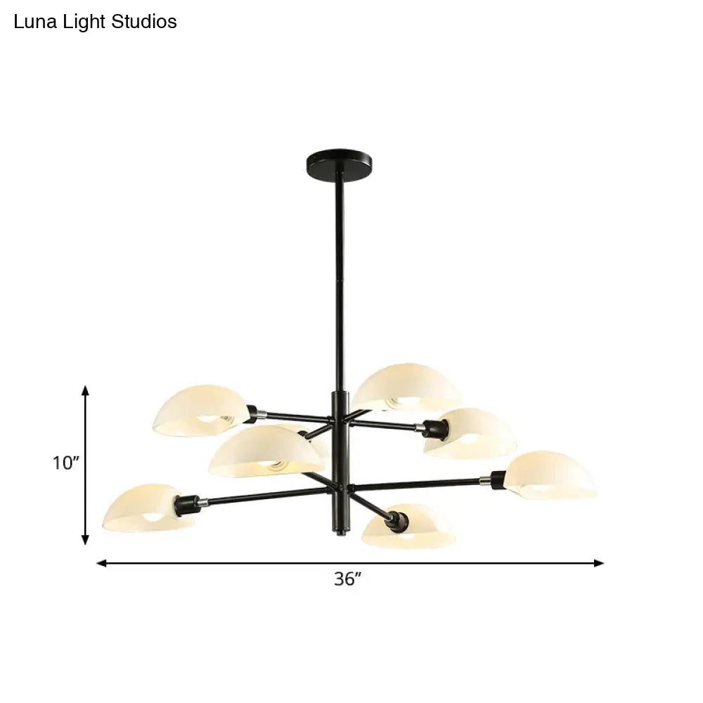 Nordic Style 1/2 Tiers Chandelier With Spoon Shade - Metal Ceiling Light (4/6/8 Lights) Black/Gold