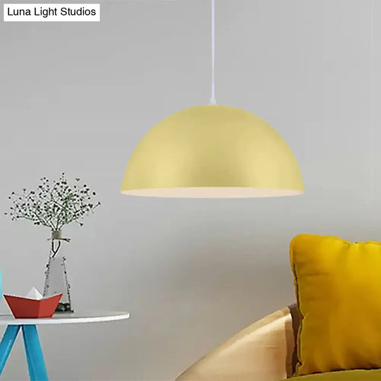 Nordic Style Bowl Pendant Light In Pink/Yellow For Living Room Décor Yellow