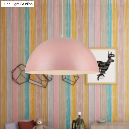 Nordic Style Bowl Pendant Light In Pink/Yellow For Living Room Décor Pink