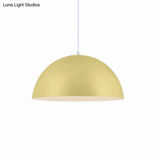 Nordic Style Bowl Pendant Light In Pink/Yellow For Living Room Décor