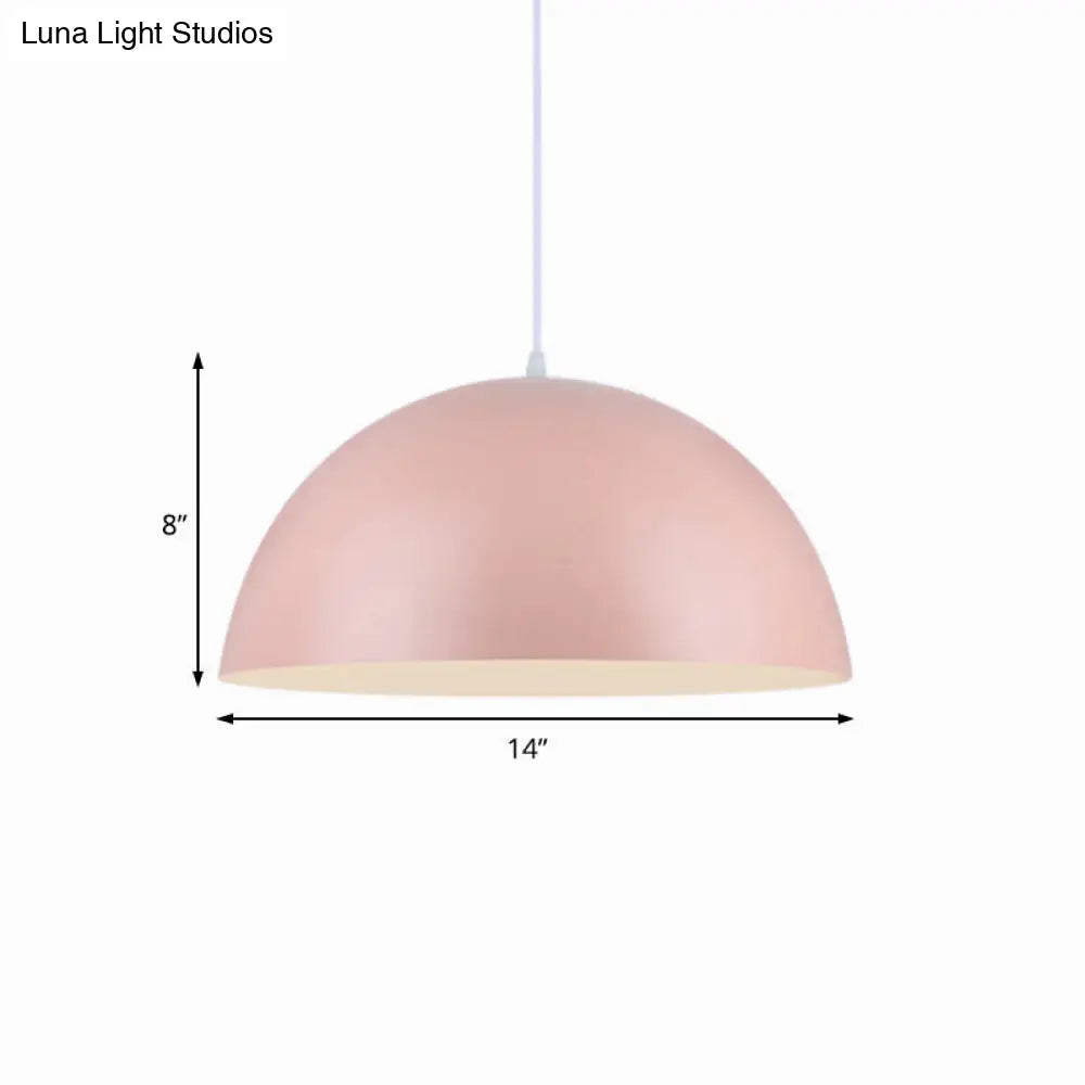 Nordic Style Bowl Pendant Light In Pink/Yellow For Living Room Décor