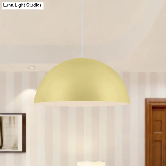 Nordic Style Bowl Pendant Light In Pink/Yellow For Living Room Décor