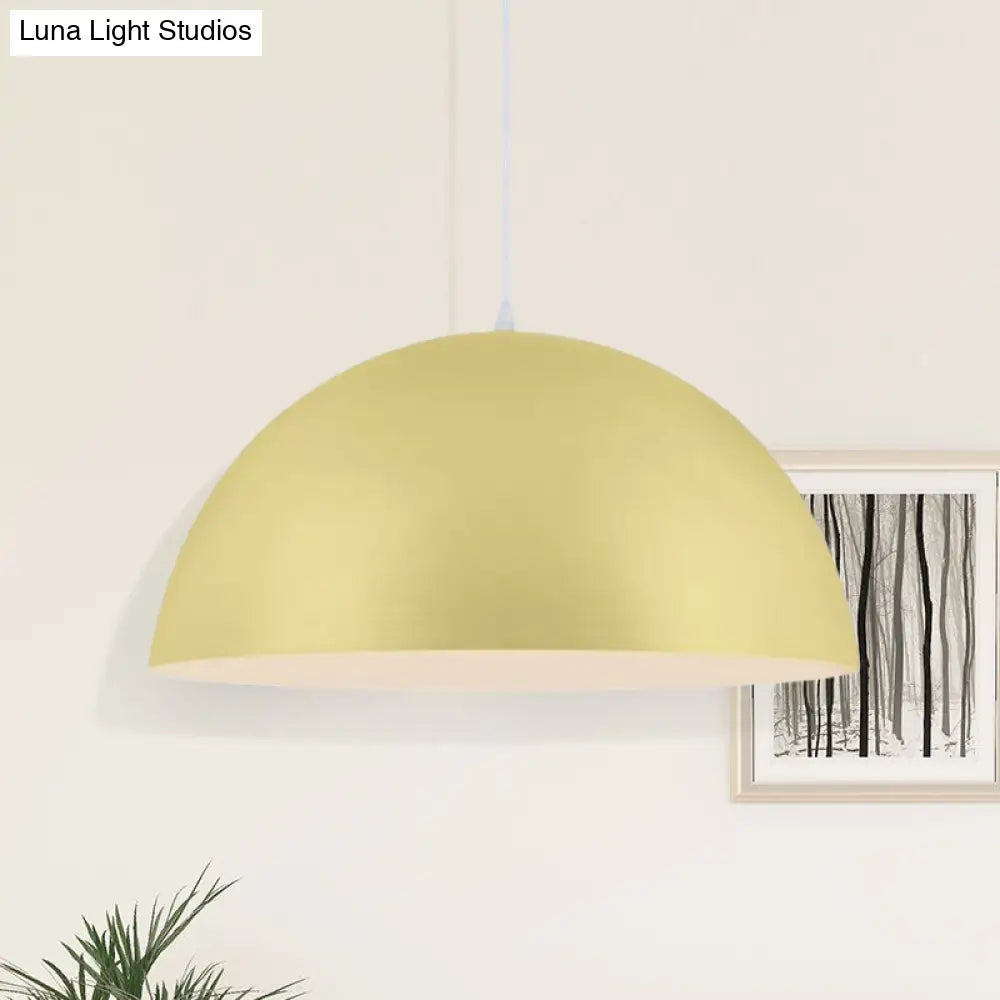 Nordic Style Bowl Pendant Light In Pink/Yellow For Living Room Décor