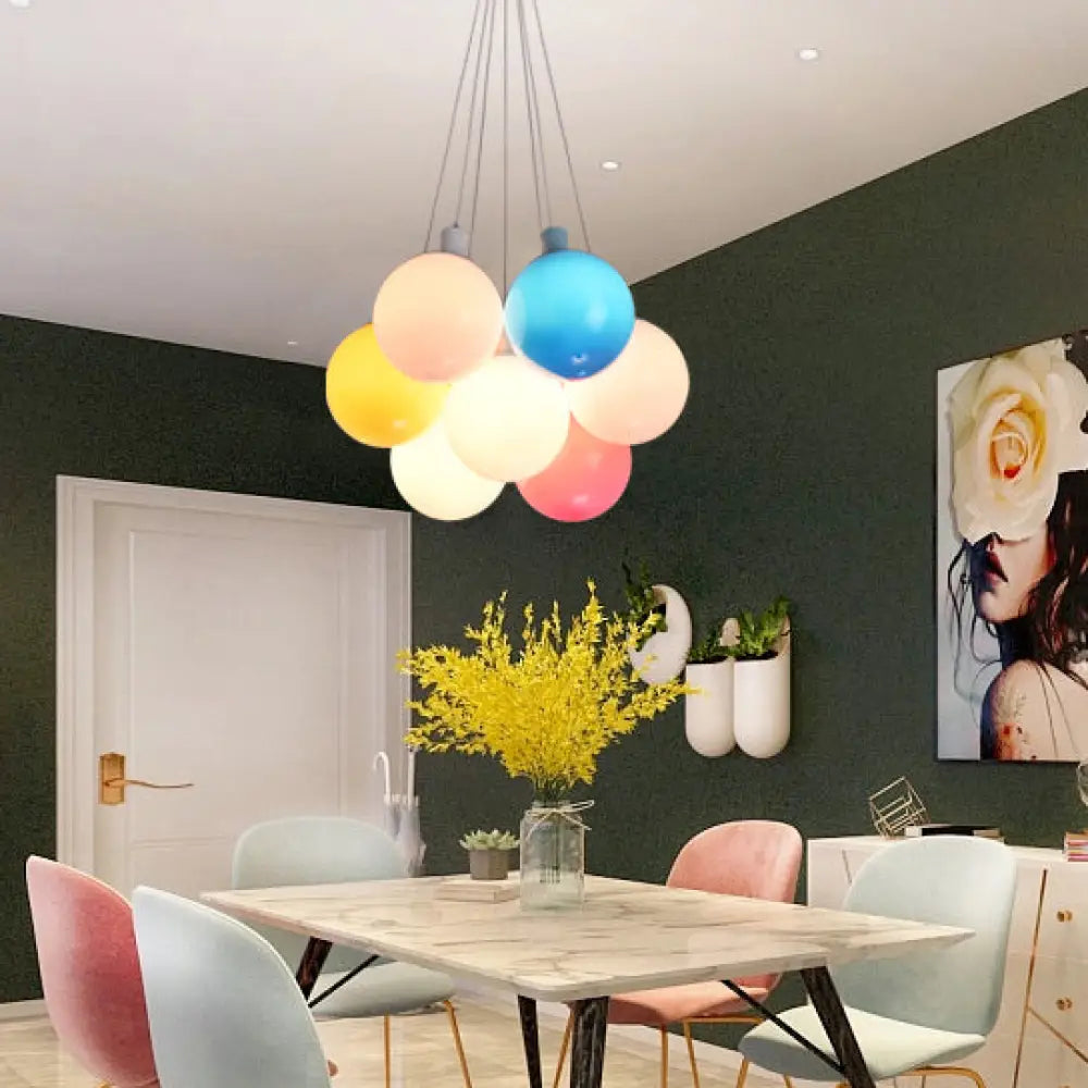 Nordic Style Acrylic Balloon Pendant Light - Multicolor Cluster Lamp White