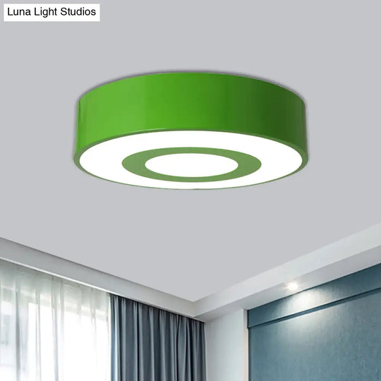 Nordic Style Acrylic Led Flush Mount Ceiling Light For Kids Room - Yellow/Green/Blue