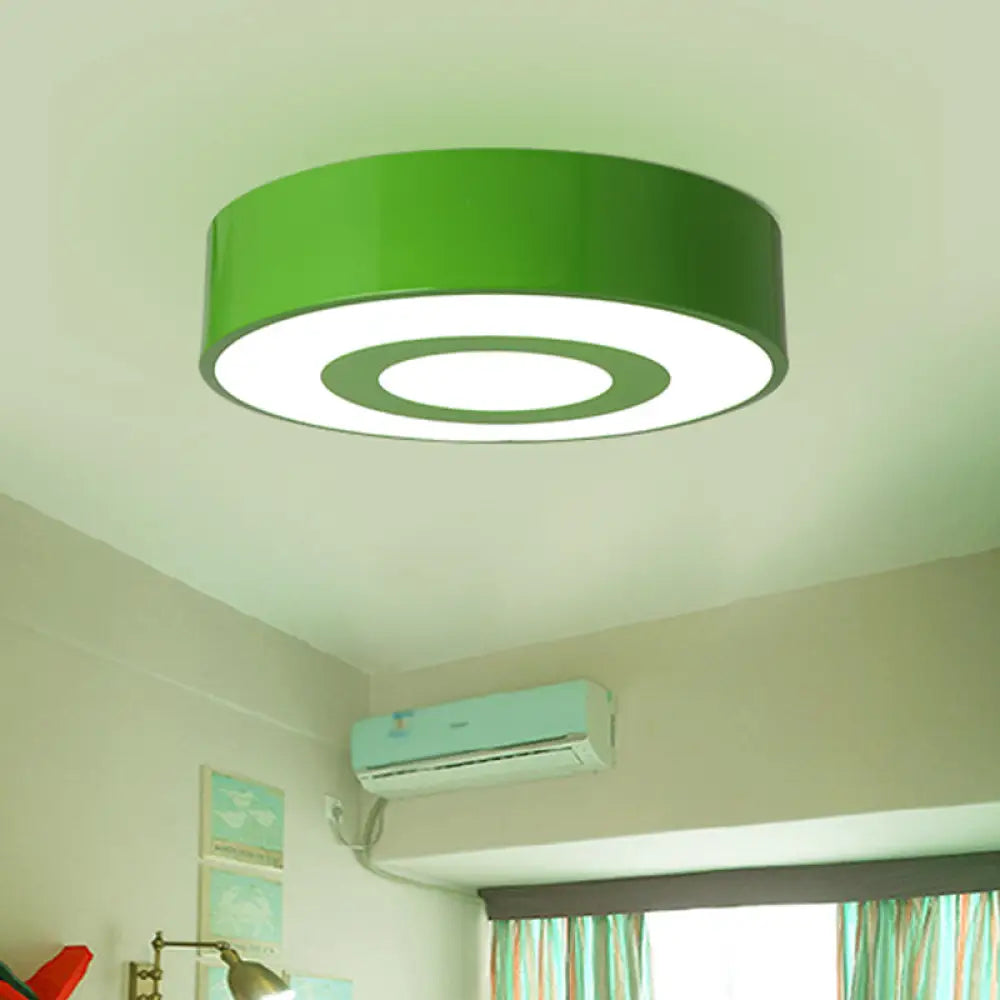 Nordic Style Acrylic Led Flush Mount Ceiling Light For Kids Room - Yellow/Green/Blue Green