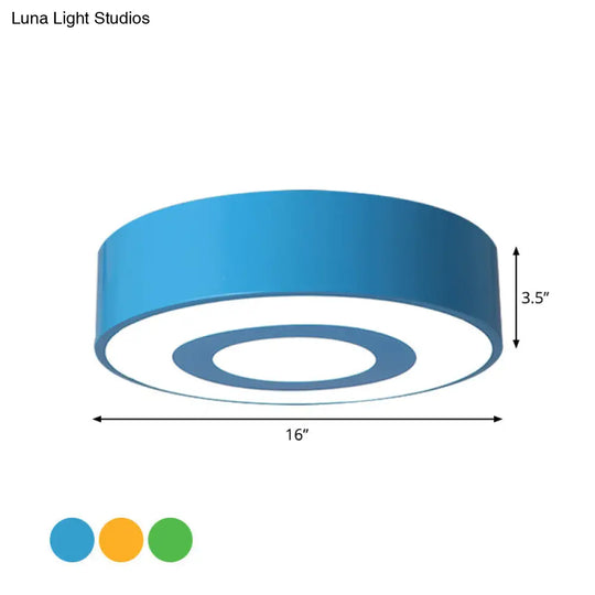 Nordic Style Acrylic Led Flush Mount Ceiling Light For Kids Room - Yellow/Green/Blue