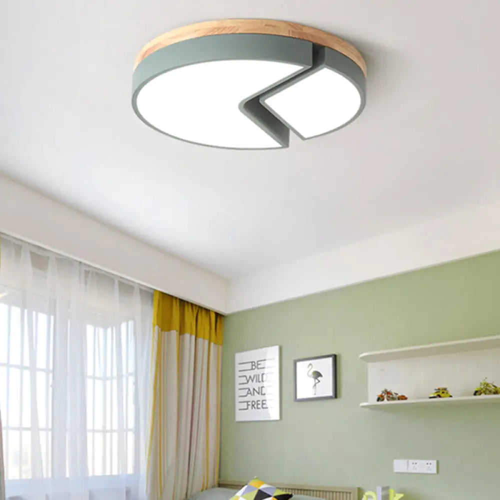 Nordic Style Acrylic Round Cake Light: Flush Mount Ceiling Light Perfect For Nursing Rooms Green /