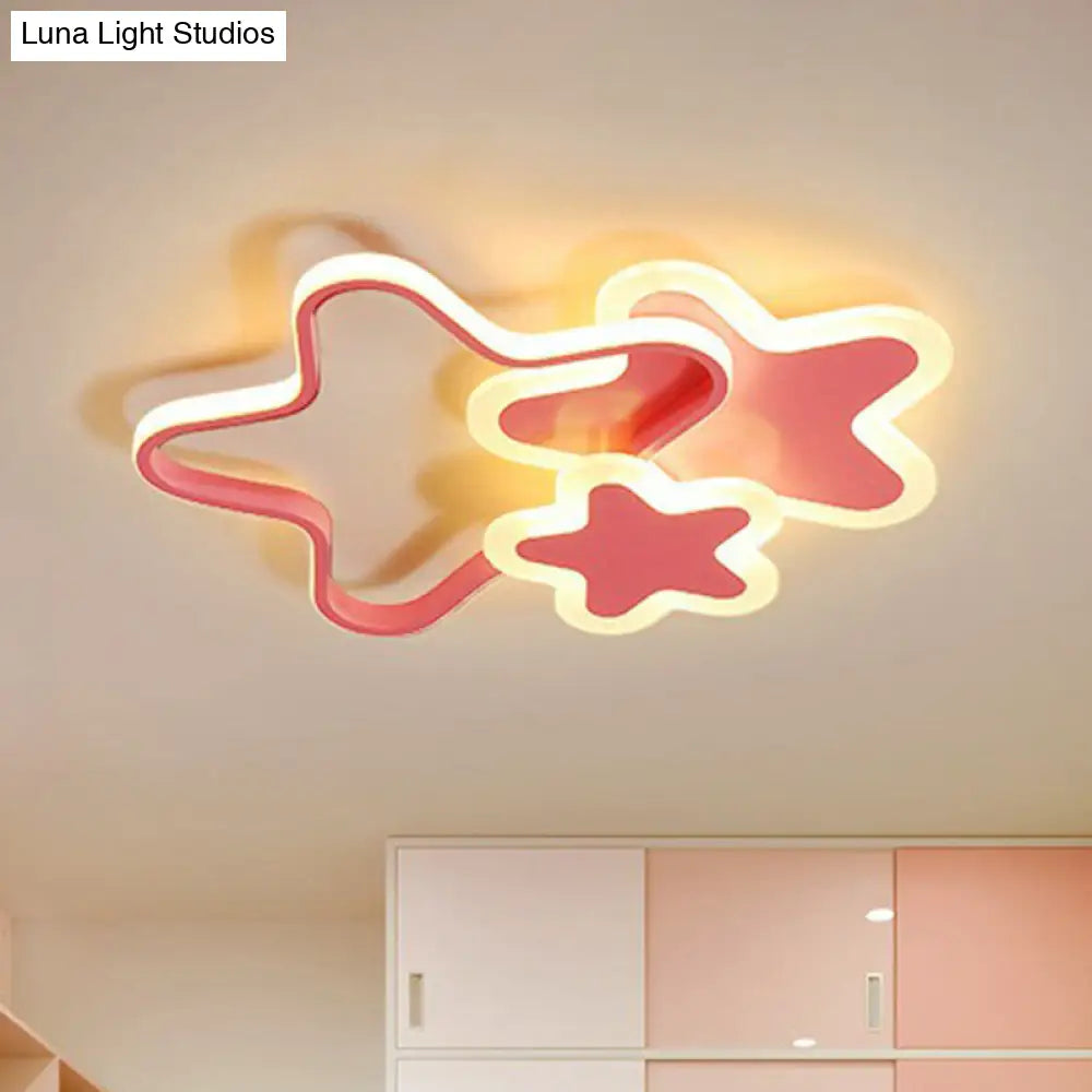 Nordic Style Acrylic Star Led Flush Mount Ceiling Light For Kids Bedroom