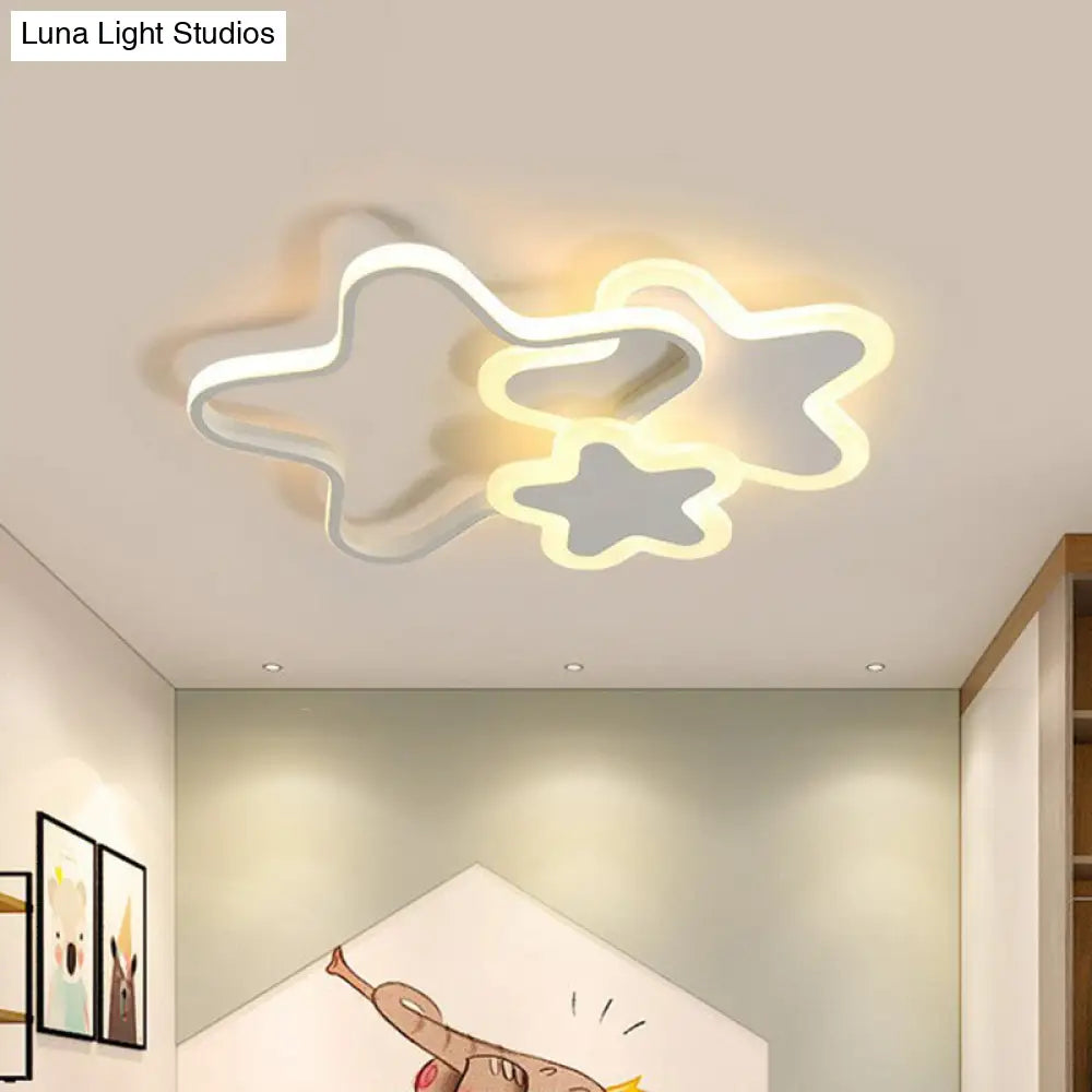 Nordic Style Acrylic Star Led Flush Mount Ceiling Light For Kids Bedroom