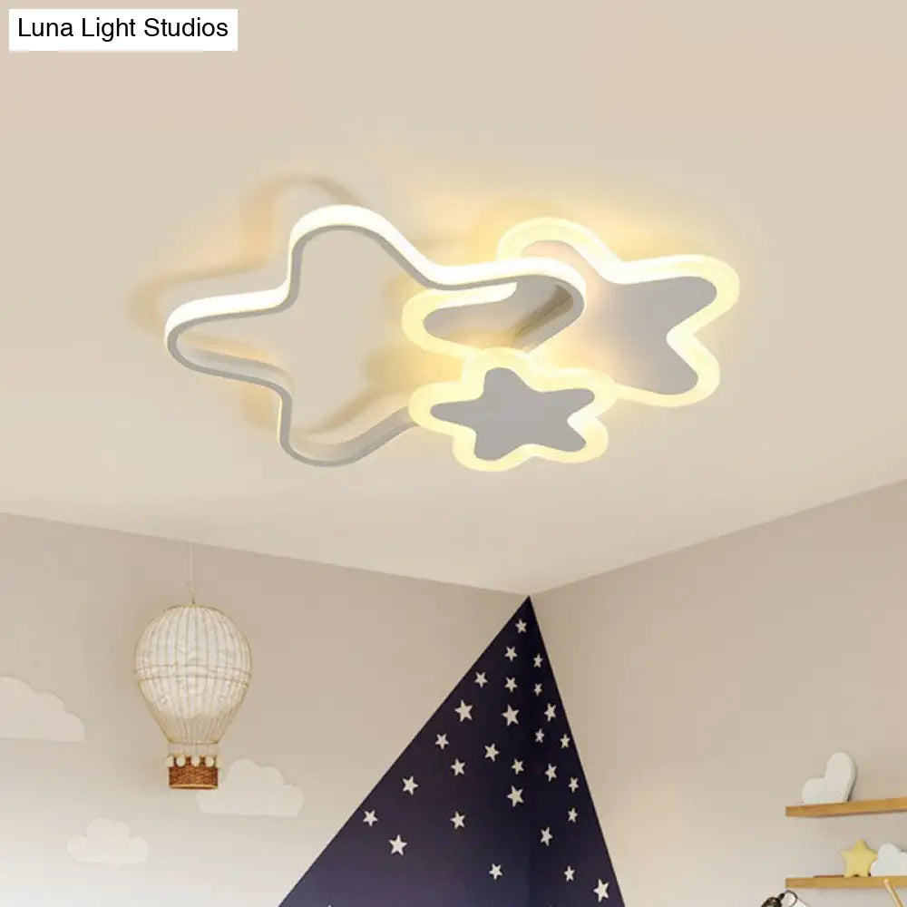 Nordic Style Acrylic Star Led Flush Mount Ceiling Light For Kids Bedroom White / Small