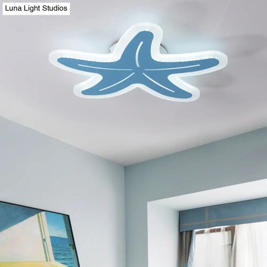 Nordic Style Acrylic Starfish Ceiling Mount Light - Ideal For Boys & Girls Bedrooms Blue / Warm