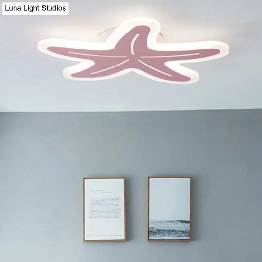 Nordic Style Acrylic Starfish Ceiling Mount Light - Ideal For Boys & Girls Bedrooms Pink / Warm