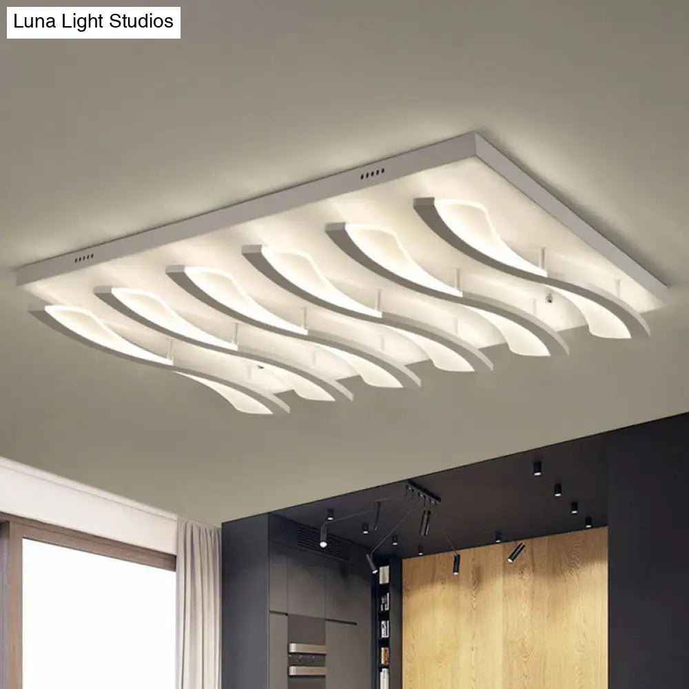 Nordic Style Acrylic Wave Led Ceiling Light For Living Room 6 / White Remote Control Stepless