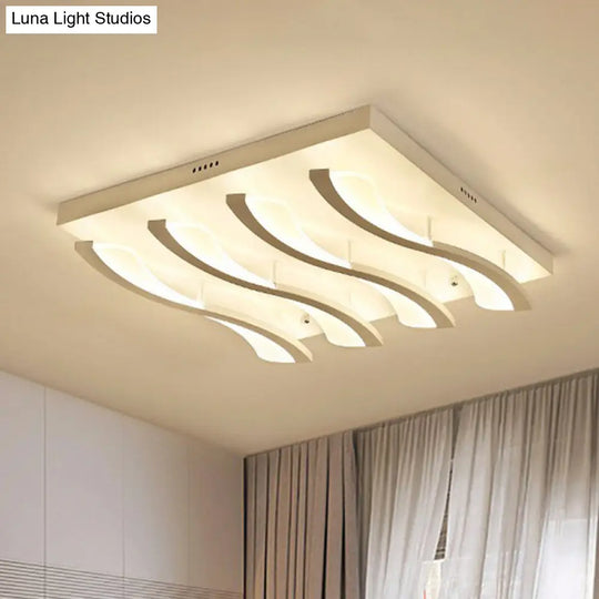 Nordic Style Acrylic Wave Led Ceiling Light For Living Room 4 / White Warm