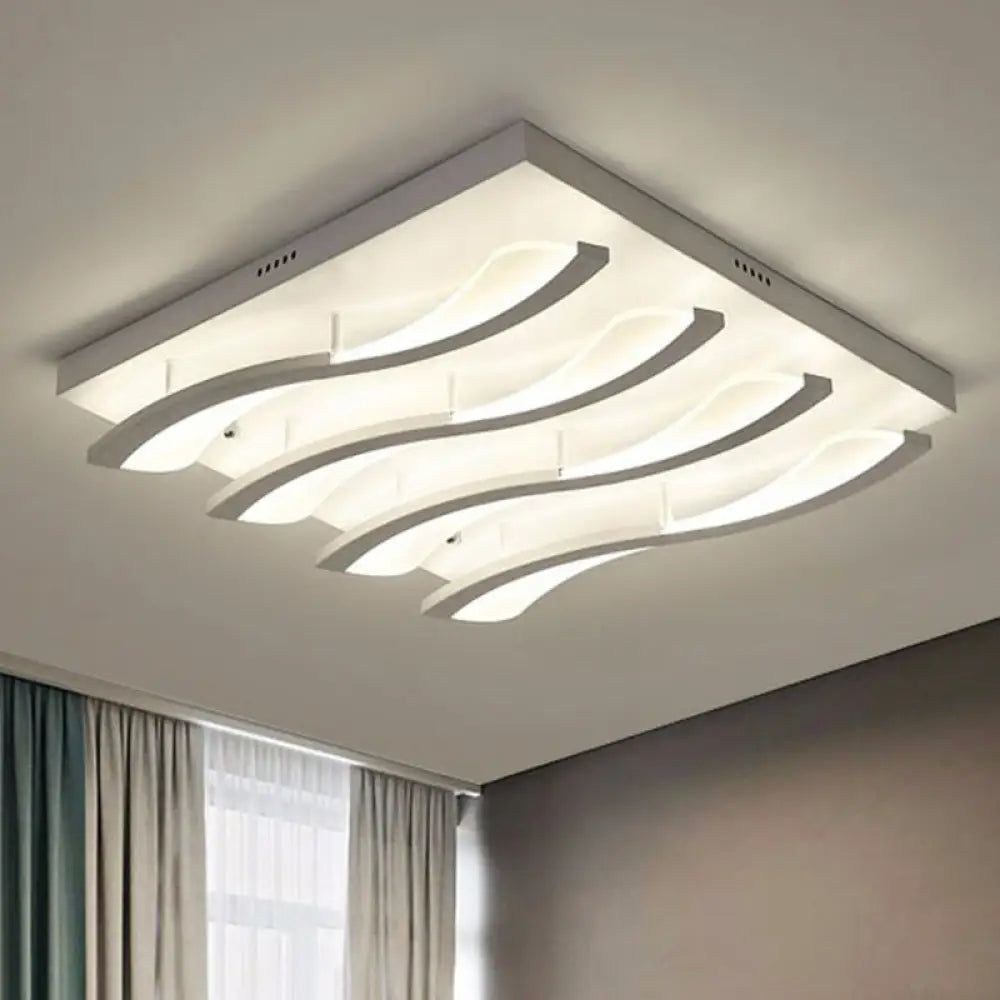 Nordic Style Acrylic Wave Led Ceiling Light For Living Room 4 / White