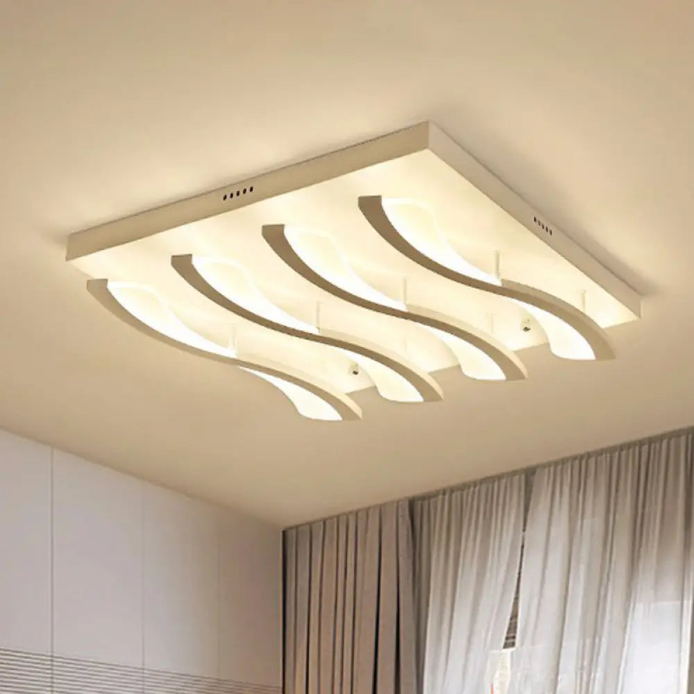 Nordic Style Acrylic Wave Led Ceiling Light For Living Room 4 / White Warm