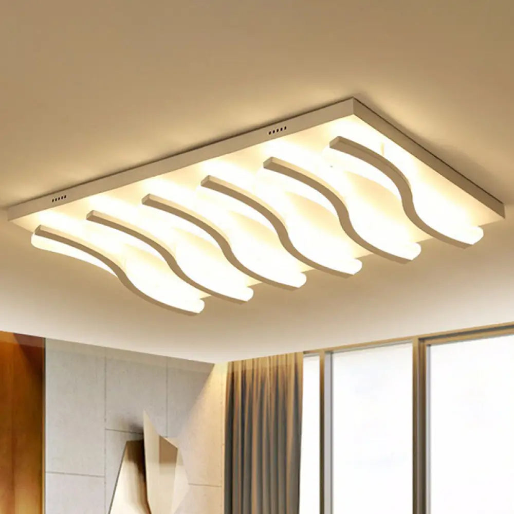 Nordic Style Acrylic Wave Led Ceiling Light For Living Room 6 / White Warm
