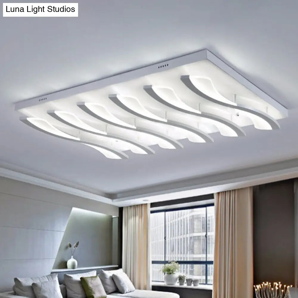 Nordic Style Acrylic Wave Led Ceiling Light For Living Room 6 / White