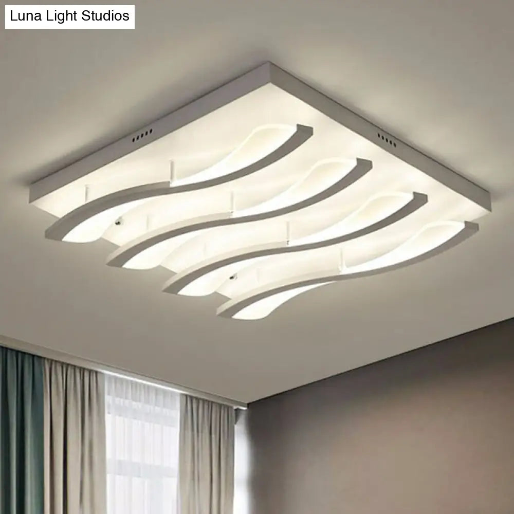 Nordic Style Acrylic Wave Led Ceiling Light For Living Room 4 / White