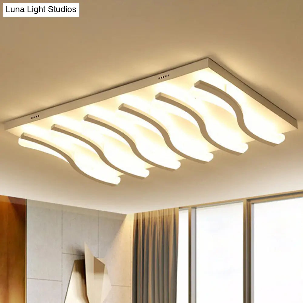 Nordic Style Acrylic Wave Led Ceiling Light For Living Room 6 / White Warm